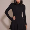Francesca Zwarte stretch crêpe mini-jurk met godet
