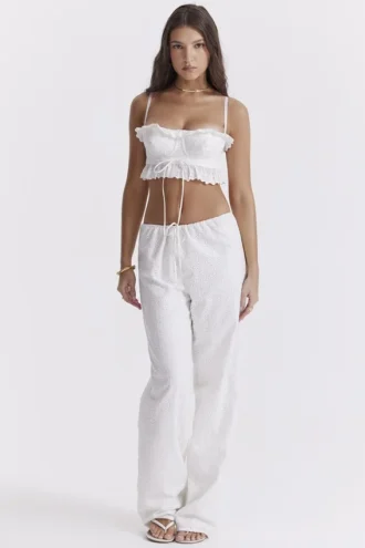 Frankie witte broek met broderie anglaise