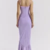 Gabbi Orchid Mesh-avondjurk met ruches aan de voorkant