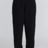 Geena Zwarte wollen bouclé-broek