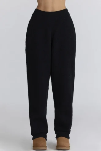 Geena Zwarte wollen bouclé-broek