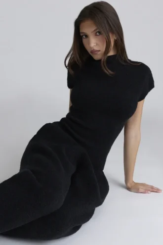 Caia Zwarte bouclé-tops van wol