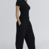 Geena Zwarte wollen bouclé-broek