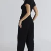 Geena Zwarte wollen bouclé-broek