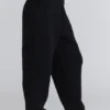 Geena Zwarte wollen bouclé-broek