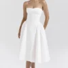 Georgiana witte katoenen strapless midi-zomerjurk