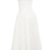 Georgiana witte katoenen strapless midi-zomerjurk