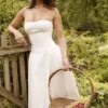 Georgiana witte katoenen strapless midi-zomerjurk