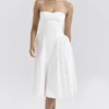 Georgiana witte katoenen strapless midi-zomerjurk
