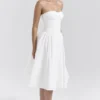 Georgiana witte katoenen strapless midi-zomerjurk
