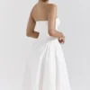 Georgiana witte katoenen strapless midi-zomerjurk