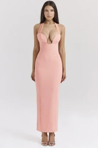 Gianina Sorbet Crêpe Halter Maxi-jurk