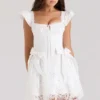 Giglio witte mini-jurk met Engelse borduursels