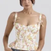 Gigou Royal Rose Print Peplum katoen Korsetten