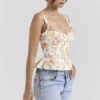 Gigou Royal Rose Print Peplum katoen Korsetten