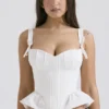 Gigou Wit katoen korset met peplum