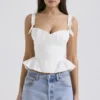 Gigou Wit katoen korset met peplum