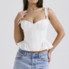 Gigou Wit katoen korset met peplum