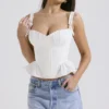 Gigou Wit katoen korset met peplum