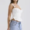 Gigou Wit katoen korset met peplum