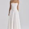 Gina witte katoenen strapless maxi-jurk