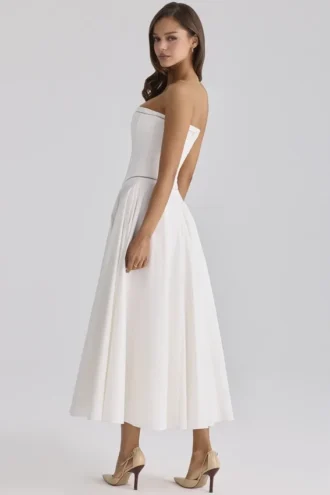 Gina witte katoenen strapless maxi-jurk
