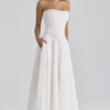 Gina witte katoenen strapless maxi-jurk
