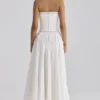 Gina witte katoenen strapless maxi-jurk