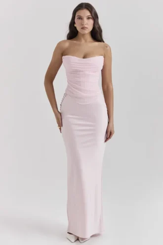 Giuliana Ballerina roze satijnen maxi-rok