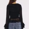 Goya zwarte blouse met ruches aan de mouwen