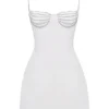 Grace ivoorkleurige mini-jurk met kristallen