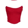 Hallie Holly Red strapless korset-top met afneembare halssjaal