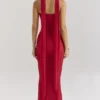 Hallie Holly Red strapless korset-top met afneembare halssjaal