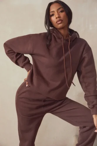 Halo Chocolate katoenen fleece-back oversized Hoodie