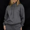 Halo donkergrijze oversized Hoodie met katoenen fleece binnenkant
