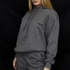 Halo donkergrijze oversized Hoodie met katoenen fleece binnenkant