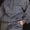 Halo donkergrijze oversized Hoodie met katoenen fleece binnenkant
