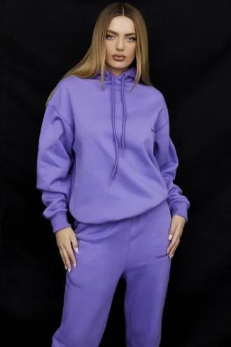 Halo paarse oversized Hoodie met katoenen fleece binnenkant