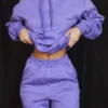 Halo paarse oversized Hoodie met katoenen fleece binnenkant