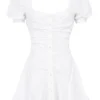 Hameda witte mini-jurk met pofmouwen