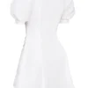 Hameda witte mini-jurk met pofmouwen