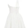 Harriet witte halter mini-jurk met broderie anglaise