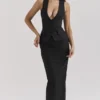 Hart zwarte twill maxi-rok