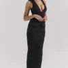 Hart zwarte twill maxi-rok