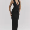 Hart zwarte twill maxi-rok