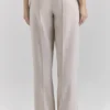 Hayden beige getailleerde broek met hoge taille