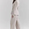 Hayden beige getailleerde broek met hoge taille
