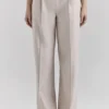 Hayden beige getailleerde broek met hoge taille
