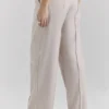 Hayden beige getailleerde broek met hoge taille