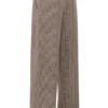 Hayden Bruine Puppytooth Wijd Been Hoge Taille Getailleerde Broeken
